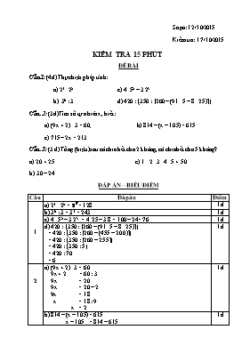 Kiểm tra 15 phút môn Số học 6